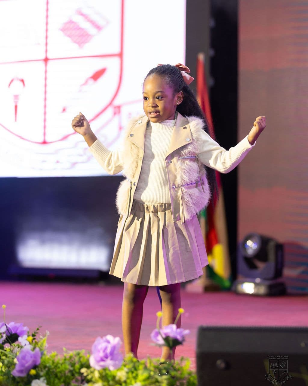 A pupil performing for the audience